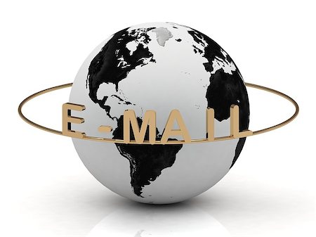 simsearch:400-06365170,k - E-MAIL inscription in gold letters around the earth Stock Photo - Budget Royalty-Free & Subscription, Code: 400-06701197