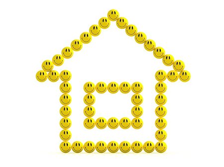 simsearch:400-06076108,k - 3D illustration of the house of fun smilies on a white background Foto de stock - Royalty-Free Super Valor e Assinatura, Número: 400-06701236