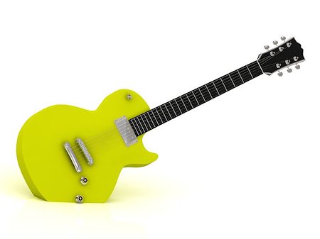 simsearch:400-05352838,k - Yellow electric guitar with a dark neck on a white isolated background Photographie de stock - Aubaine LD & Abonnement, Code: 400-06701231