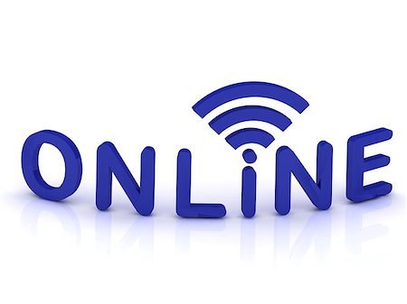 symbols in computers wifi - online signal sign with blue letters on white background Stock Photo - Budget Royalty-Free & Subscription, Code: 400-06701245