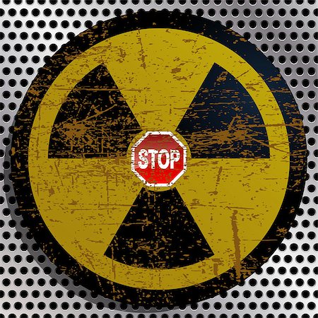 stop sign intersection - Illustration stop radiation as a symbol of the struggle against nuclear power plants. Stock Photo - Budget Royalty-Free & Subscription, Code: 400-06701528