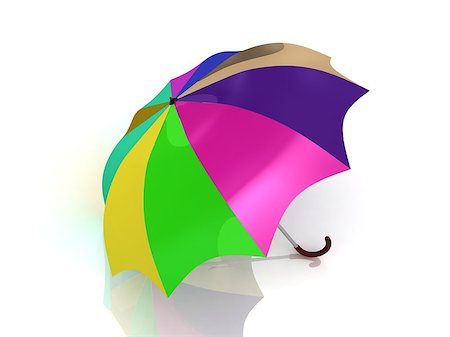 colour umbrella with wooden handle on white background Stock Photo - Budget Royalty-Free & Subscription, Code: 400-06701705