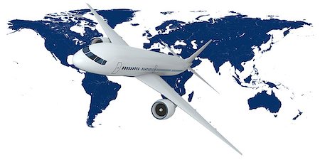 Concept of flying passenger aircraft with map of Earth in the background isolated on white background. Elements of this image furnished by NASA Stock Photo - Budget Royalty-Free & Subscription, Code: 400-06735675