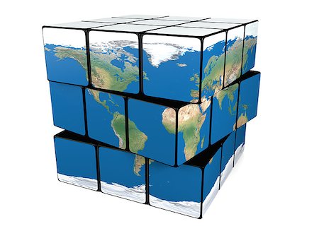 Cube representing planet Earth isolated on white background. Elements of this image furnished by NASA. Foto de stock - Super Valor sin royalties y Suscripción, Código: 400-06735697