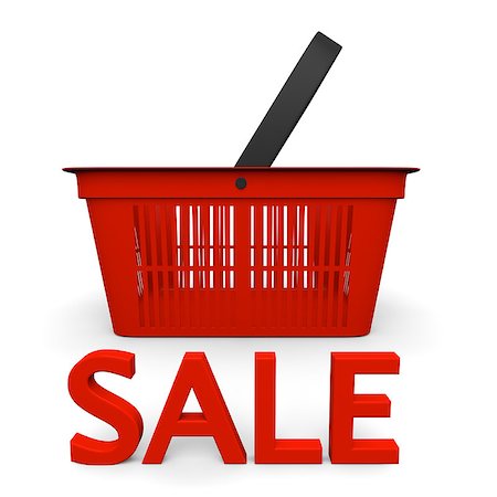 simsearch:400-08290801,k - Sale with red shopping basket isolated on white background Stock Photo - Budget Royalty-Free & Subscription, Code: 400-06735720