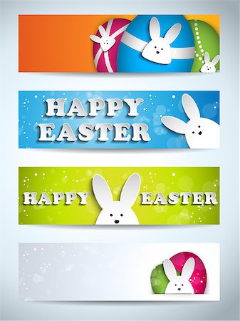 simsearch:400-06638864,k - Vector - Happy Easter Rabbit Bunny Set of Banners Stock Photo - Budget Royalty-Free & Subscription, Code: 400-06735805