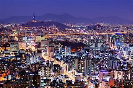 simsearch:400-07265197,k - Downtown skyline of Seoul, South Korea with Seoul Tower. Fotografie stock - Microstock e Abbonamento, Codice: 400-06736163