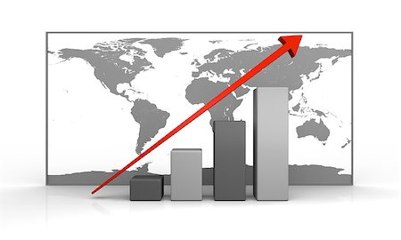 3D illustration of growth concept with linear trend line and map of world in the background. World map provided by visibleearth.nasa.gov Stock Photo - Budget Royalty-Free & Subscription, Code: 400-06736182