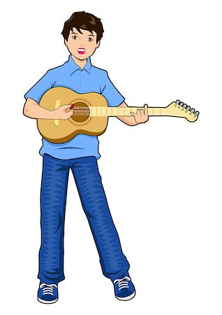 simsearch:400-04921650,k - Vector illustration of a teenager playing guitar Stock Photo - Budget Royalty-Free & Subscription, Code: 400-06736307