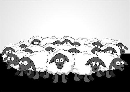 rudall30 (artist) - Cartoon illustration of the flock of sheep Stock Photo - Budget Royalty-Free & Subscription, Code: 400-06736316