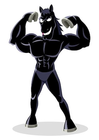 simsearch:400-06758626,k - Cartoon illustration of a muscular stallion Foto de stock - Super Valor sin royalties y Suscripción, Código: 400-06736313
