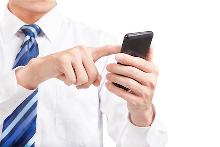 businessman touching the mobile smart phone Stock Photo - Budget Royalty-Free & Subscription, Code: 400-06736424