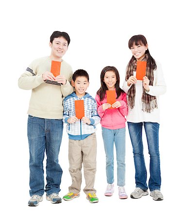 happy chinese new year. happy chinese family holding red envelope for lucky Stock Photo - Budget Royalty-Free & Subscription, Code: 400-06736422