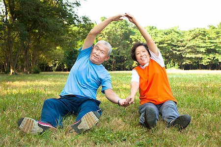 happy Senior couple do physical training in the park Stock Photo - Budget Royalty-Free & Subscription, Code: 400-06736484