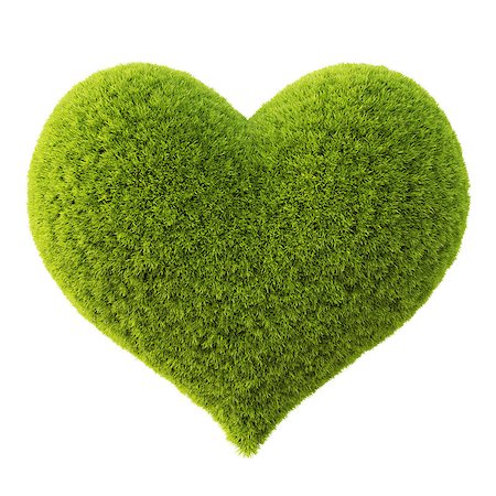 dimdimich (artist) - Green grass heart. Isolated on white. Foto de stock - Super Valor sin royalties y Suscripción, Código: 400-06736957