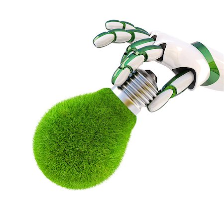 simsearch:400-07464142,k - green light bulb in the hand of the robot. Isolated on white. Foto de stock - Super Valor sin royalties y Suscripción, Código: 400-06736976