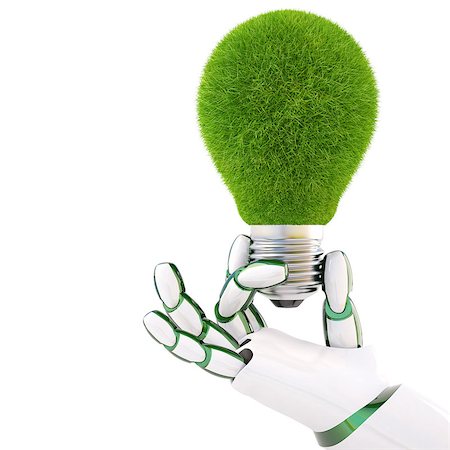 simsearch:400-07464142,k - green light bulb in the hand of the robot. Isolated on white. Foto de stock - Super Valor sin royalties y Suscripción, Código: 400-06736978