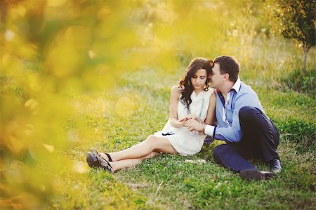 romantic couple embraces in the field Stock Photo - Budget Royalty-Free & Subscription, Code: 400-06737039