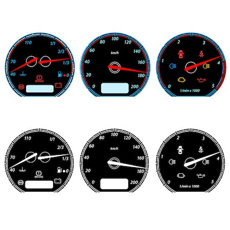 simsearch:400-06748729,k - Set of car speedometers for racing design. vector illustration Stock Photo - Budget Royalty-Free & Subscription, Code: 400-06737118