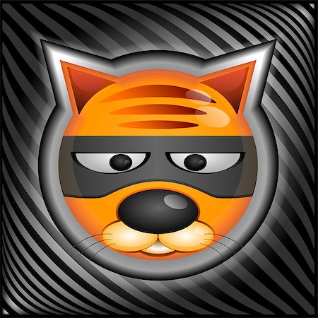 ekaterina88 (artist) - Vector illustration depicting a red cat-burglar wearing a mask on the background of the gray strips Foto de stock - Royalty-Free Super Valor e Assinatura, Número: 400-06737138