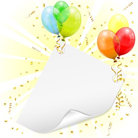 simsearch:400-05680106,k - Birthday Frame with 3D Transparent Birthday Balloons, Scroll Paper, Confetti and Streamer, vector Stock Photo - Budget Royalty-Free & Subscription, Code: 400-06737245