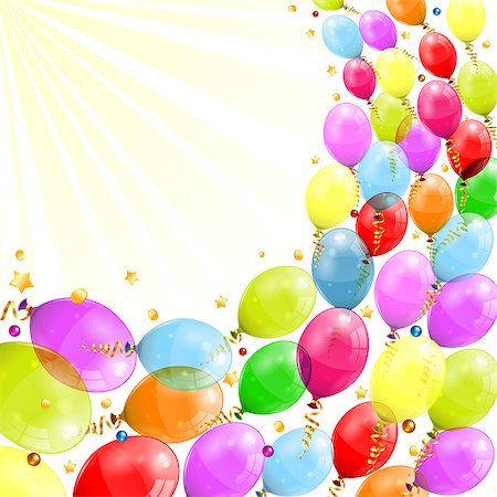 simsearch:400-04402561,k - 3D Transparent Birthday Balloons with Streamer, and confetti, easy change color, vector Foto de stock - Royalty-Free Super Valor e Assinatura, Número: 400-06737246