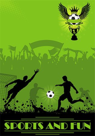 posters with ribbon banner - Soccer Poster with Players and Fans on grunge background, element for design, vector illustration Stock Photo - Budget Royalty-Free & Subscription, Code: 400-06737281