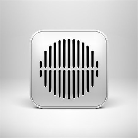 simsearch:400-06751679,k - White technology app icon (button) blank template with circle perforated speaker grill texture (pattern), realistic shadow and light background for internet sites, web user interfaces (ui) and applications (app). Vector design illustration. Stockbilder - Microstock & Abonnement, Bildnummer: 400-06737435
