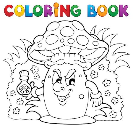 Coloring book mushroom theme 3 - vector illustration. Stock Photo - Budget Royalty-Free & Subscription, Code: 400-06737465