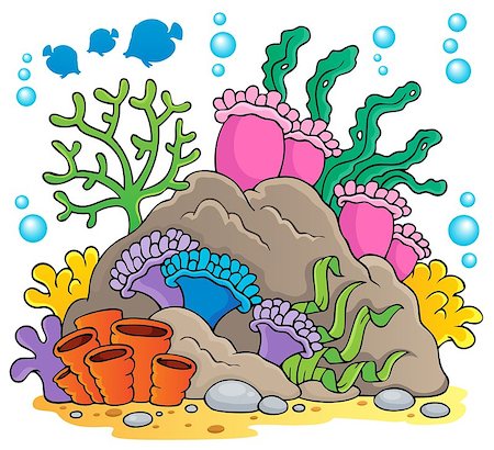 Coral reef theme image 1 - vector illustration. Stock Photo - Budget Royalty-Free & Subscription, Code: 400-06737470