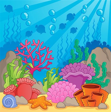 Coral reef theme image 3 - vector illustration. Foto de stock - Super Valor sin royalties y Suscripción, Código: 400-06737472