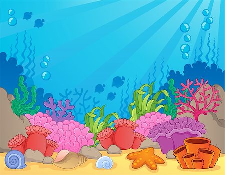 Coral reef theme image 4 - vector illustration. Foto de stock - Super Valor sin royalties y Suscripción, Código: 400-06737473