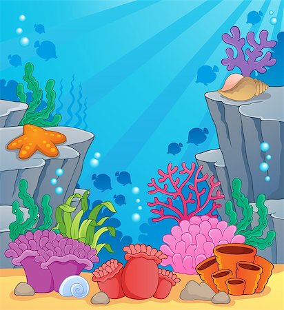 Image with undersea topic 3 - vector illustration. Foto de stock - Super Valor sin royalties y Suscripción, Código: 400-06737486