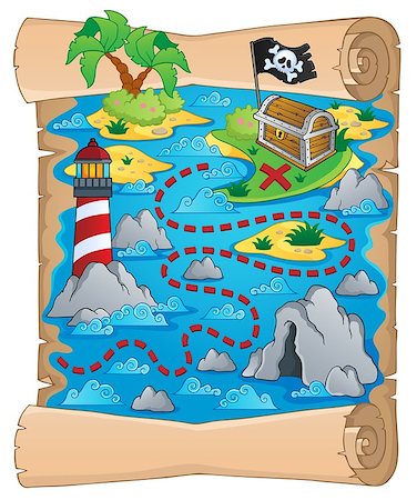 pedra papel tesoura - Treasure map theme image 5 - vector illustration. Foto de stock - Royalty-Free Super Valor e Assinatura, Número: 400-06737507