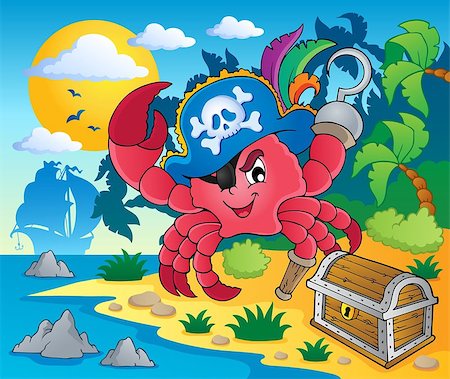 sandy hook - Pirate crab theme image 2 - vector illustration. Stock Photo - Budget Royalty-Free & Subscription, Code: 400-06737502
