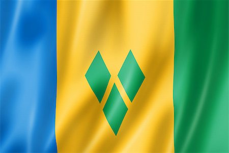 simsearch:400-06737620,k - Saint Vincent and the Grenadines flag, three dimensional render, satin texture Photographie de stock - Aubaine LD & Abonnement, Code: 400-06737600