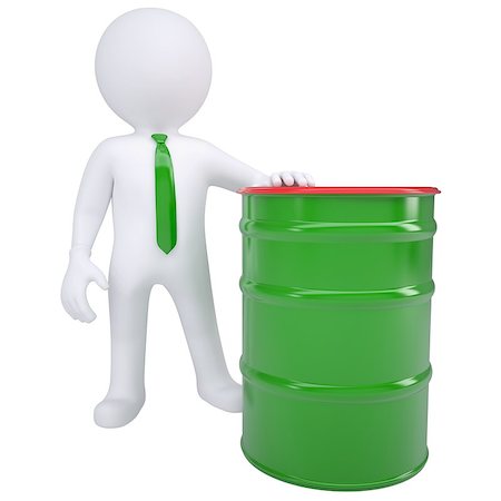 3d white man and a green barrel. Isolated render on a white background Photographie de stock - Aubaine LD & Abonnement, Code: 400-06737796