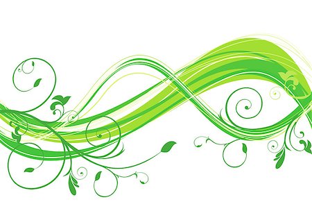 abstract eco floral wave  vector illustration Stock Photo - Budget Royalty-Free & Subscription, Code: 400-06737890