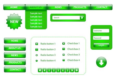 Set of four green design elements for website template Fotografie stock - Microstock e Abbonamento, Codice: 400-06738134