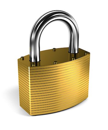 padlock - Close up on locked padlock over white background Stock Photo - Budget Royalty-Free & Subscription, Code: 400-06738209