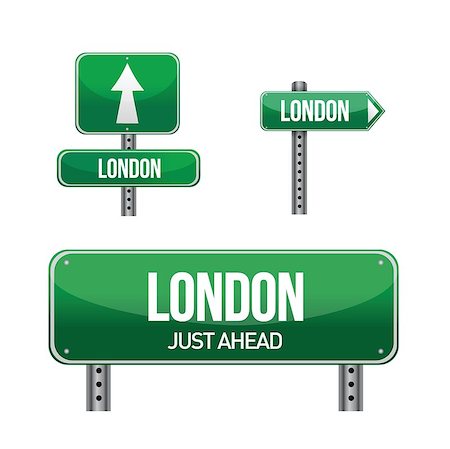 empty modern road - london city road sign illustration design over white Stock Photo - Budget Royalty-Free & Subscription, Code: 400-06738335