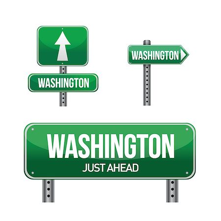 empty modern road - washington city road sign illustration design over white Stock Photo - Budget Royalty-Free & Subscription, Code: 400-06738367