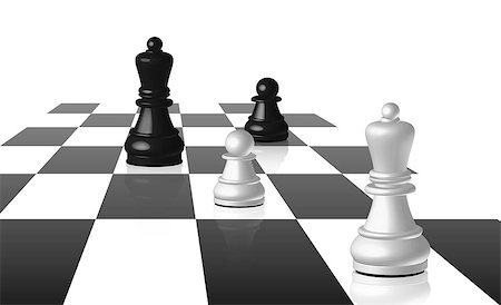 Chess board with figures on white background. Stock Photo - Budget Royalty-Free & Subscription, Code: 400-06739301