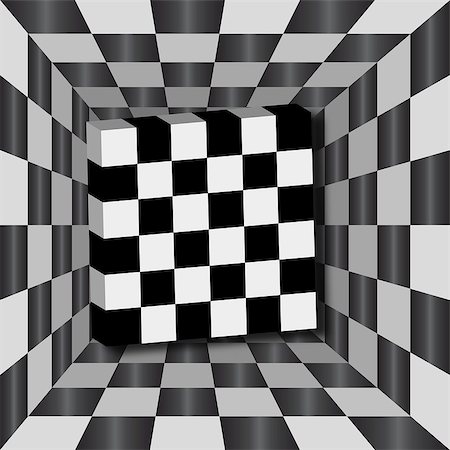 Checkerboard tunnel with 3D cube. Background for chessboard. Stock Photo - Budget Royalty-Free & Subscription, Code: 400-06739303