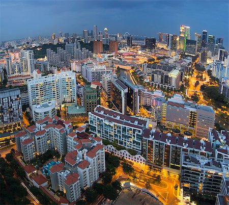 singapore building in the evening - Singapore Skyline Along Singapore River at Blue Hour Stock Photo - Budget Royalty-Free & Subscription, Code: 400-06739523