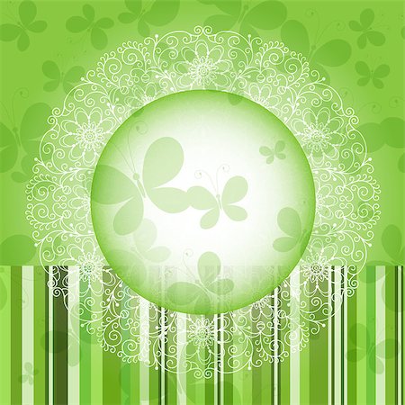 simsearch:400-07265301,k - Green spring round frame with strips and butterflies (vector EPS 10) Foto de stock - Royalty-Free Super Valor e Assinatura, Número: 400-06739611