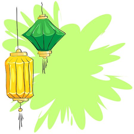 vector yellow and green Chinese lantern on the abstract background Stock Photo - Budget Royalty-Free & Subscription, Code: 400-06739798