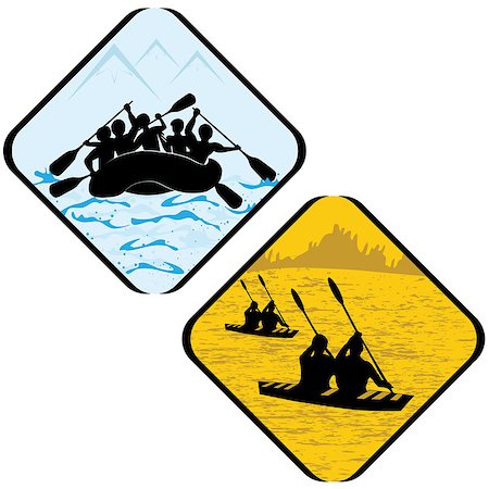 recreation pictograms - Water Sea Sport  Rowing  Rafting Kayak Icon Symbol Sign Pictogram. Vector extreme illustration. Stock Photo - Budget Royalty-Free & Subscription, Code: 400-06739999