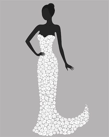 silhouette of dancers at party - Silhouette of a gorgeous girl in white flower dress Photographie de stock - Aubaine LD & Abonnement, Code: 400-06733443