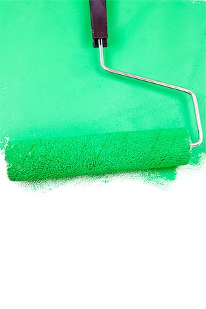 Painting with a green color on a white wall Photographie de stock - Aubaine LD & Abonnement, Code: 400-06733721